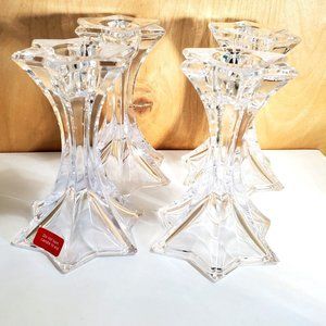 4 DePlomb Crystal Fire Star Six-point Candle Holders USA celestial taper candle